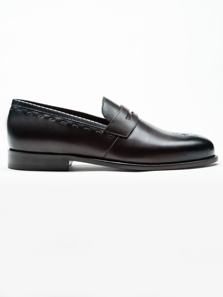Mocasini Maro Inchis Barbati Din Piele Naturala Penny Loafers Bman186 (2)
