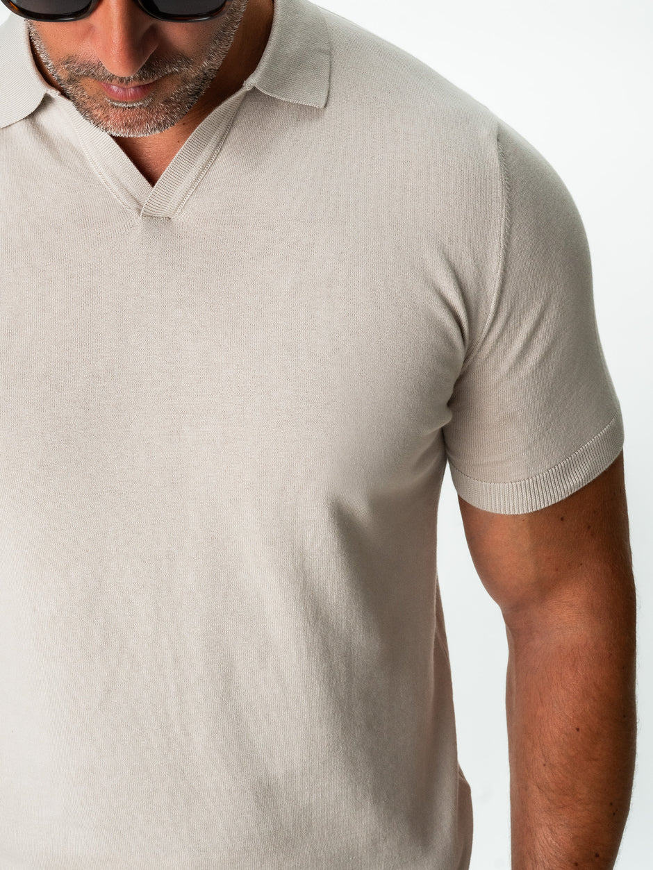 Tricou Barbati Polo Modern Gri Stone De Vara  Bumbac Natural BMan286 (5)