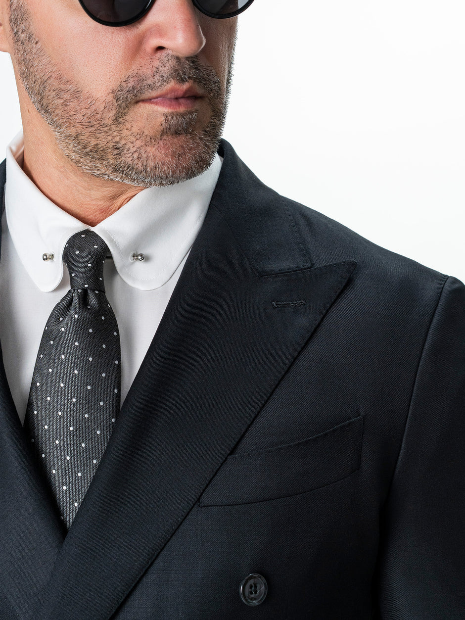 Costum Elegant Barbati Negru Doua Randuri Lana Vitale Barberis Bman0005 (3)