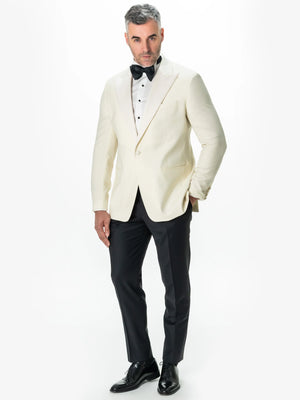 Costum Barbati Ceremonie Smoking Crem Lana Vitale Barberis Super110 BMan341
