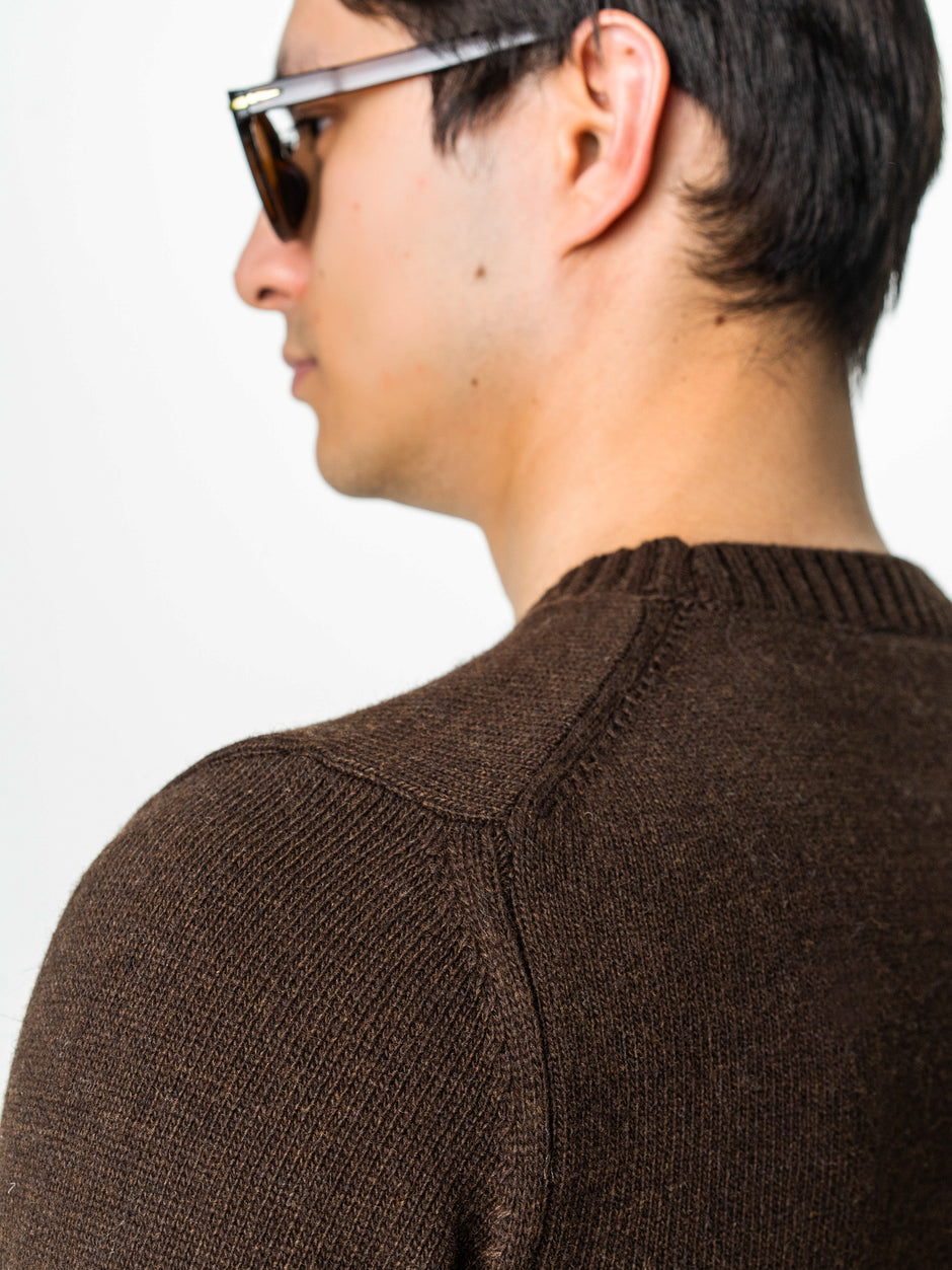 Pulover Barbati Cafeniu Toamna Iarna Din 100% Lana Lambswool BMan0032 (5)