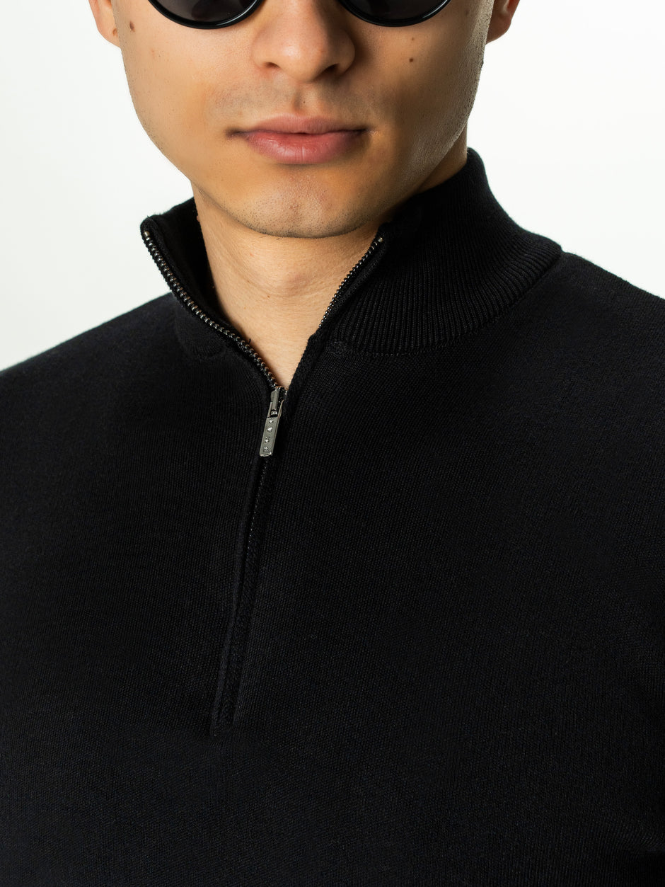 Pulover Barbati Negru Cu Fermoar 100% Bumbac BMan0002 (3)