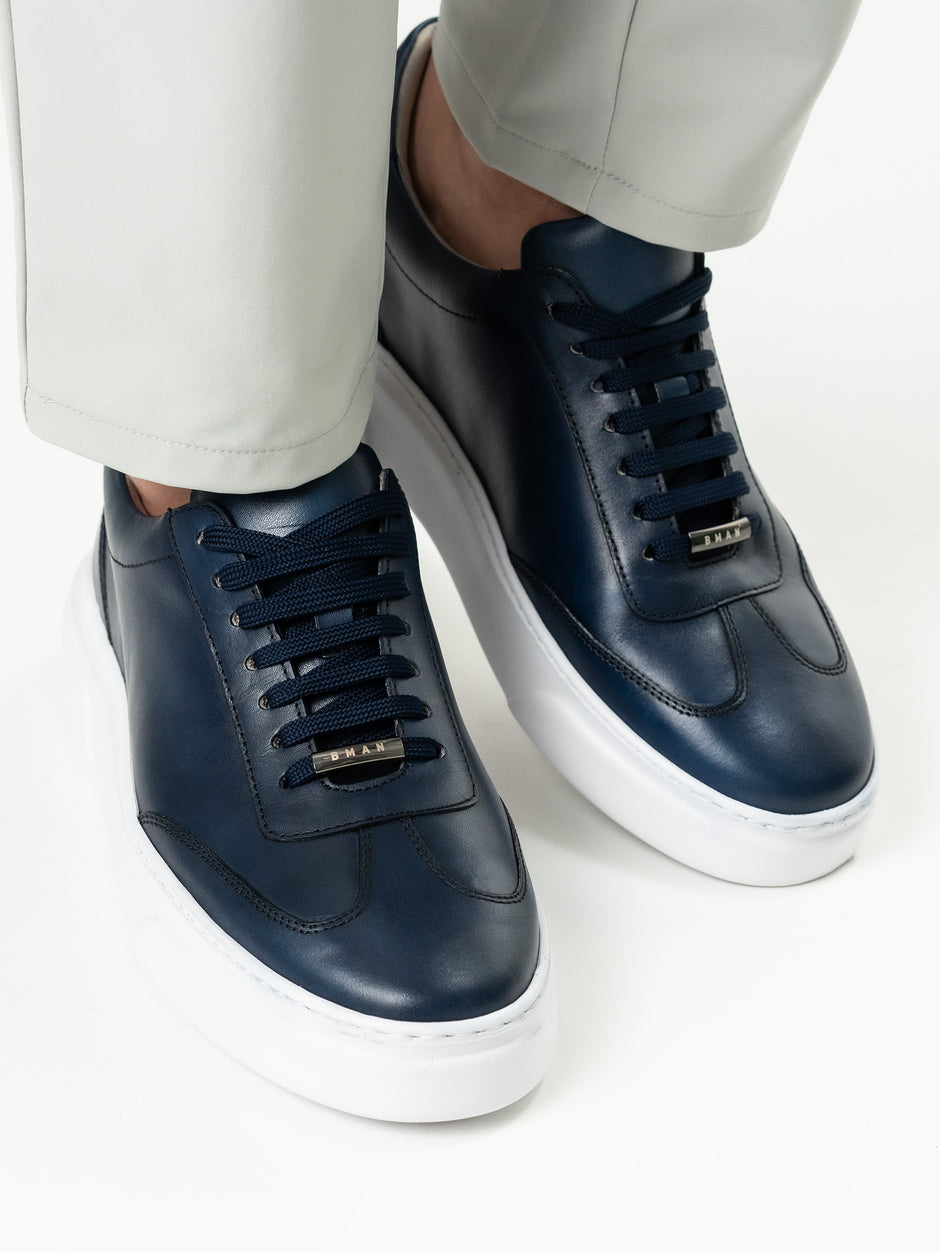 Pantofi Casual Barbati Albastri Tip Sneakers 100% Piele Naturala BMan0349 (11)