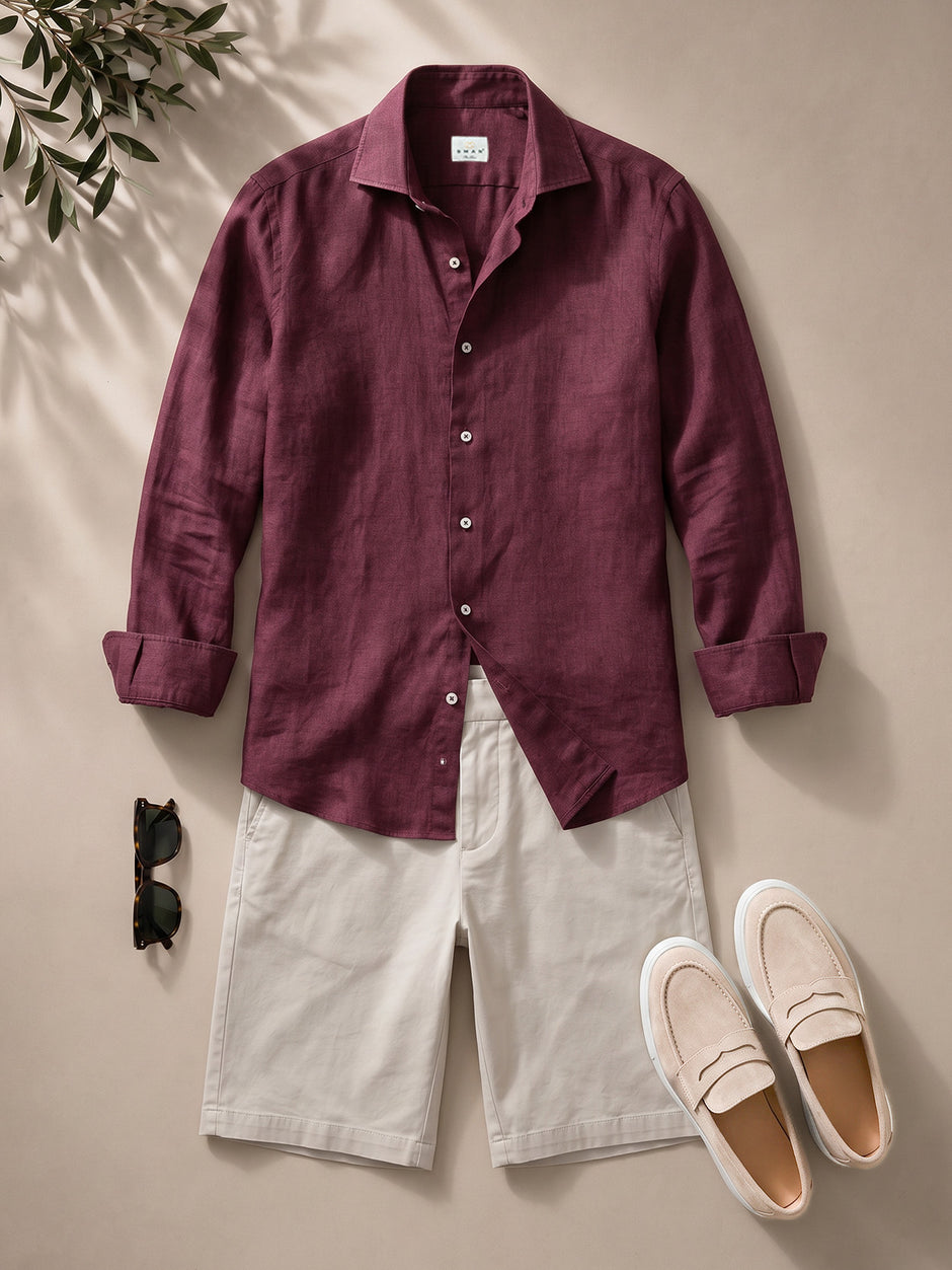 Tinuta Barbati Completa Casual de Vara Marsala Bman1142 (1)