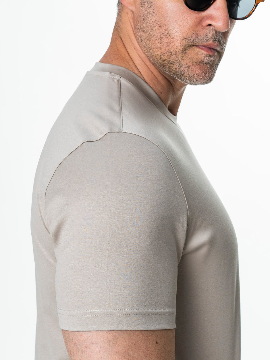 Tricou Bej 100% Bumbac Egiptean Dublu Mercerizat BMan279 (5)
