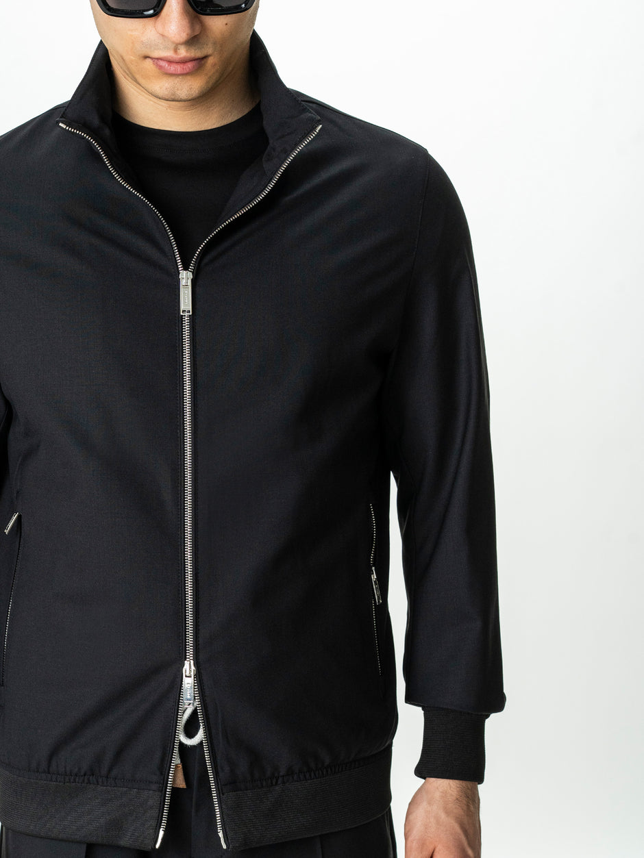 Tracksuit Premium Barbati Negru din Lana cu Gluga Ascunsa BMan0004 (3)