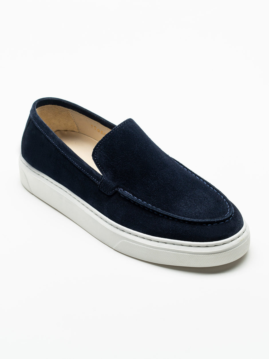 Mocasini Smart Casual Barbati Bleumarin Din Piele Intoarsa BMan223 (3)