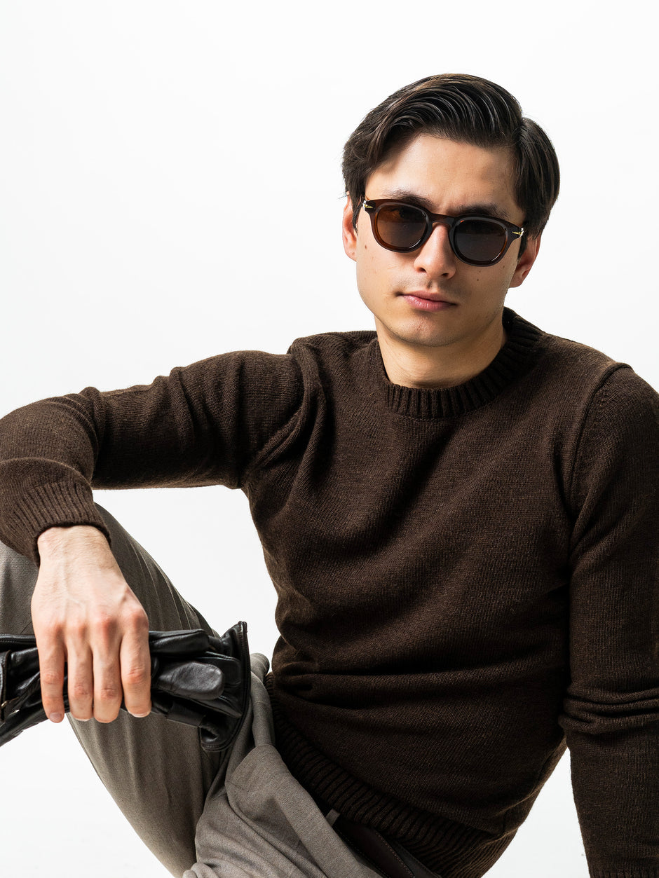 Pulover Barbati Cafeniu Toamna Iarna Din 100% Lana Lambswool BMan0032 (2)