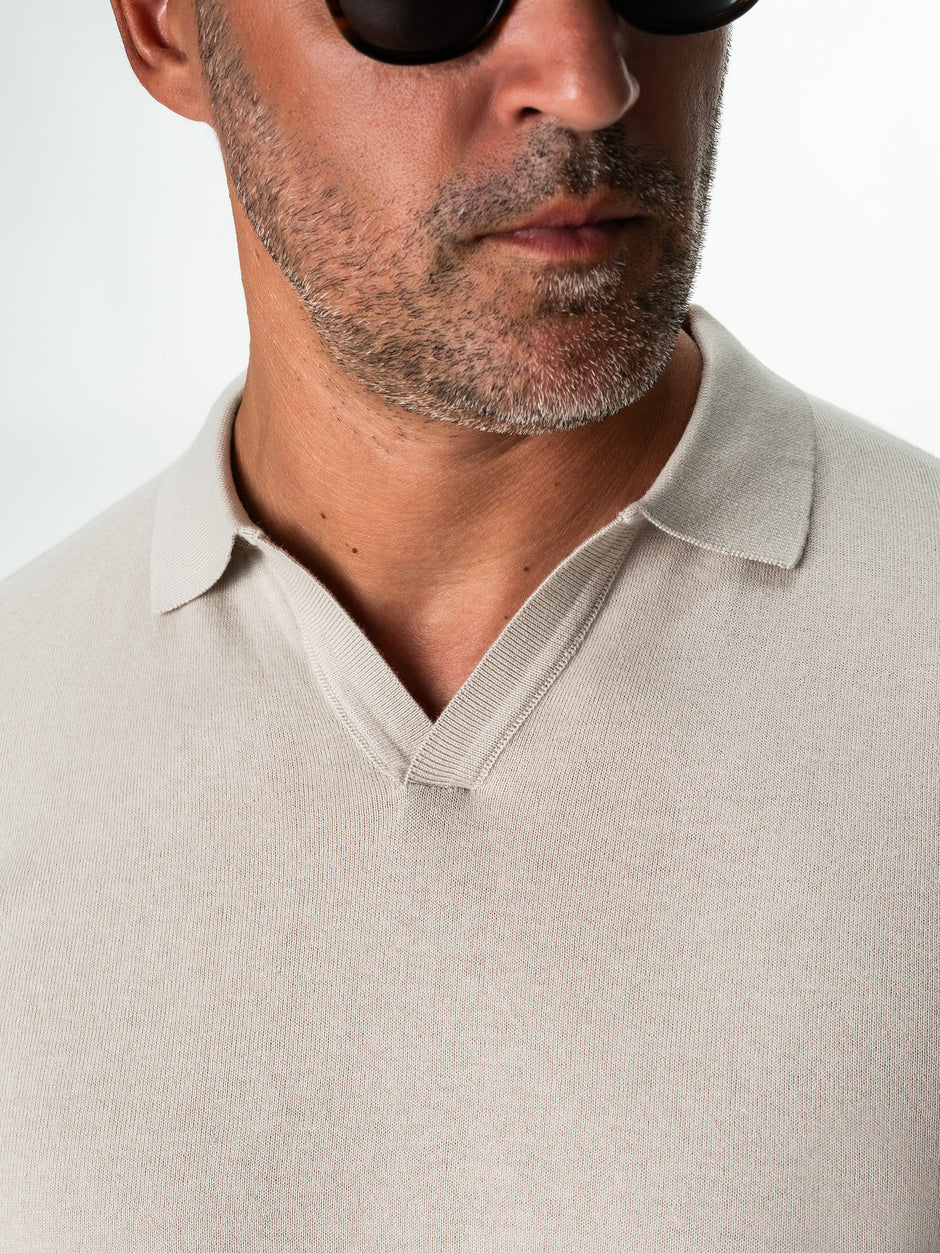 Tricou Barbati Polo Modern Gri Stone De Vara  Bumbac Natural BMan286 (2)