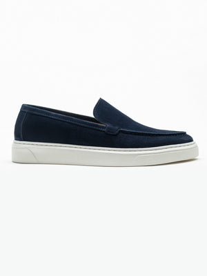 Mocasini Smart Casual Barbati Bleumarin Din Piele Intoarsa BMan223