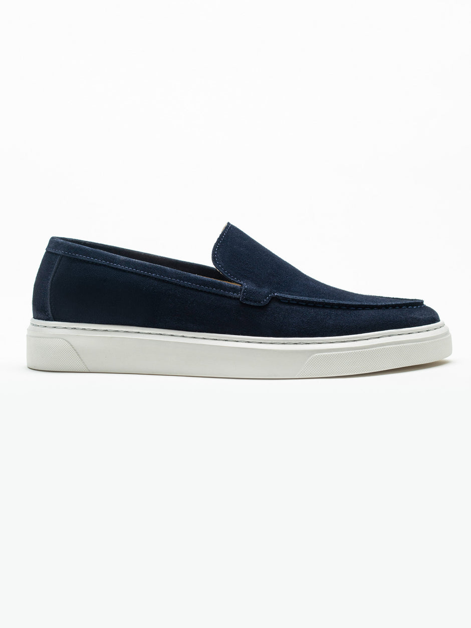 Mocasini Smart Casual Barbati Bleumarin Din Piele Intoarsa BMan223 (8)
