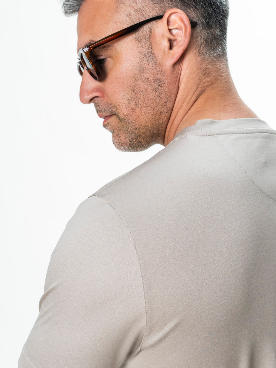 Tricou Bej 100% Bumbac Egiptean Dublu Mercerizat BMan279 (8)