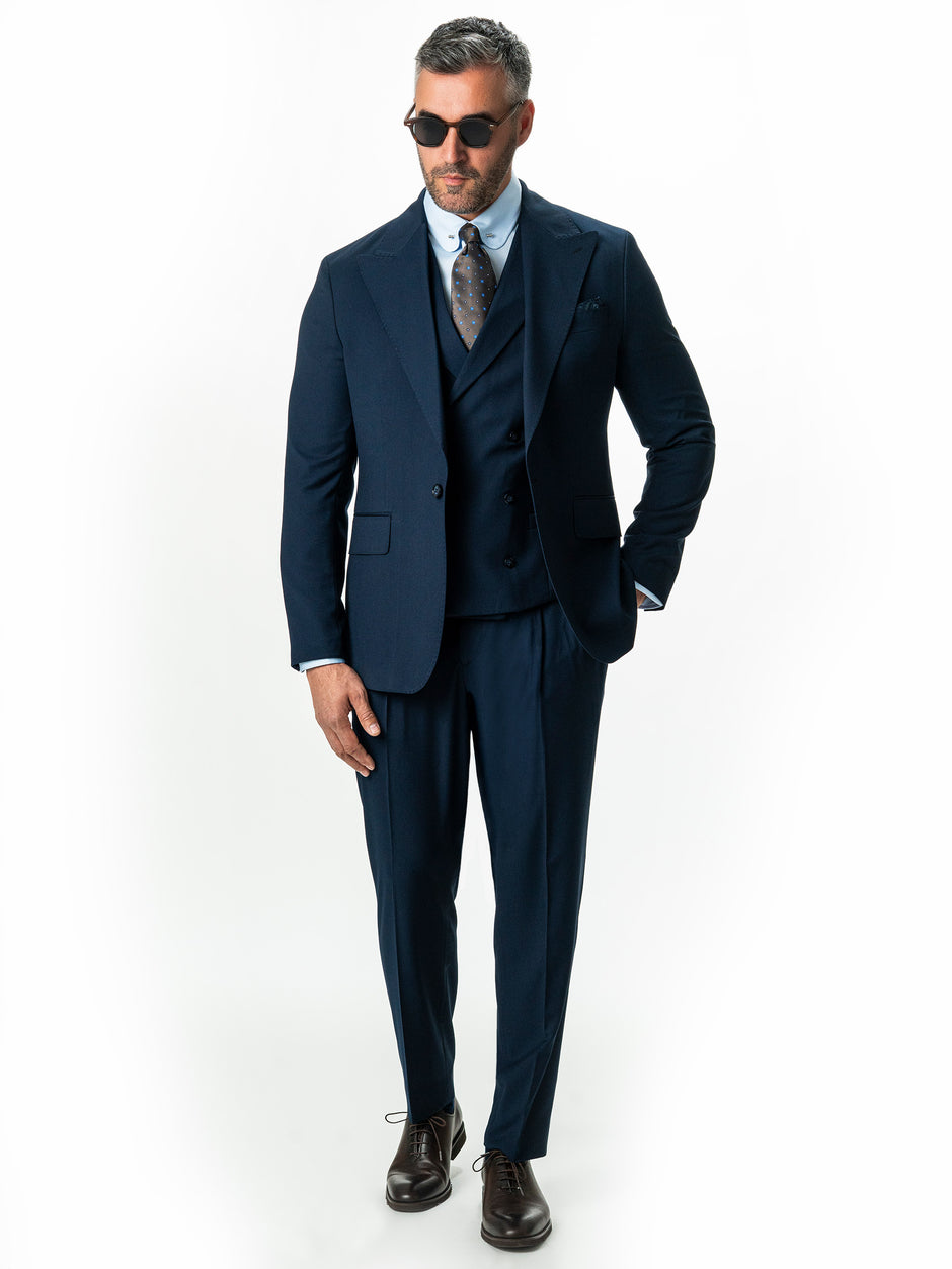 Costum Elegant Barbati Bleumarin In 3 Piese Lana Sarto BMan0056 (8)