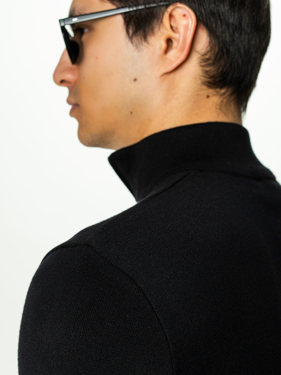 Pulover Barbati Negru Cu Fermoar 100% Bumbac BMan0002 (5)