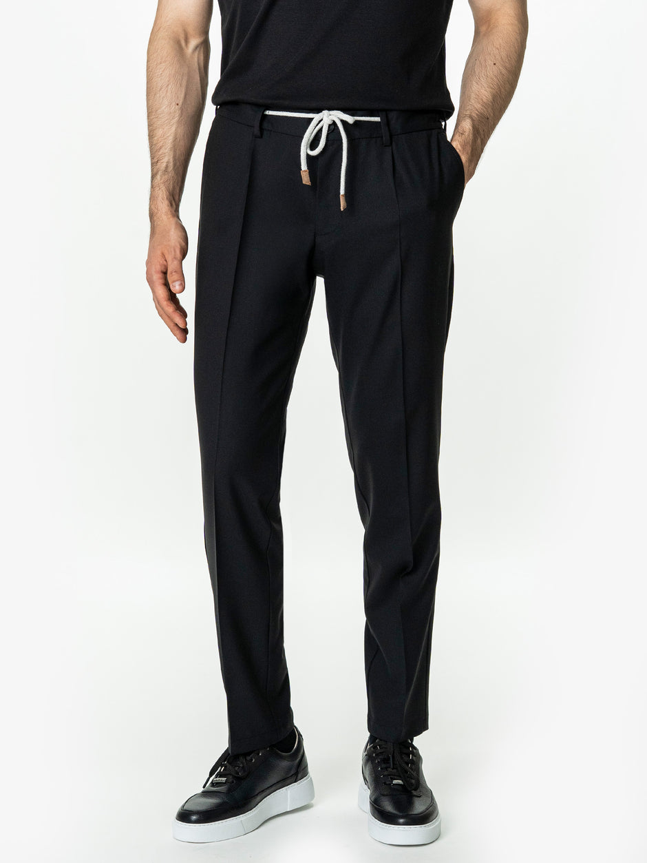 Tracksuit Premium Barbati Negru din Lana cu Gluga Ascunsa BMan0004 (9)