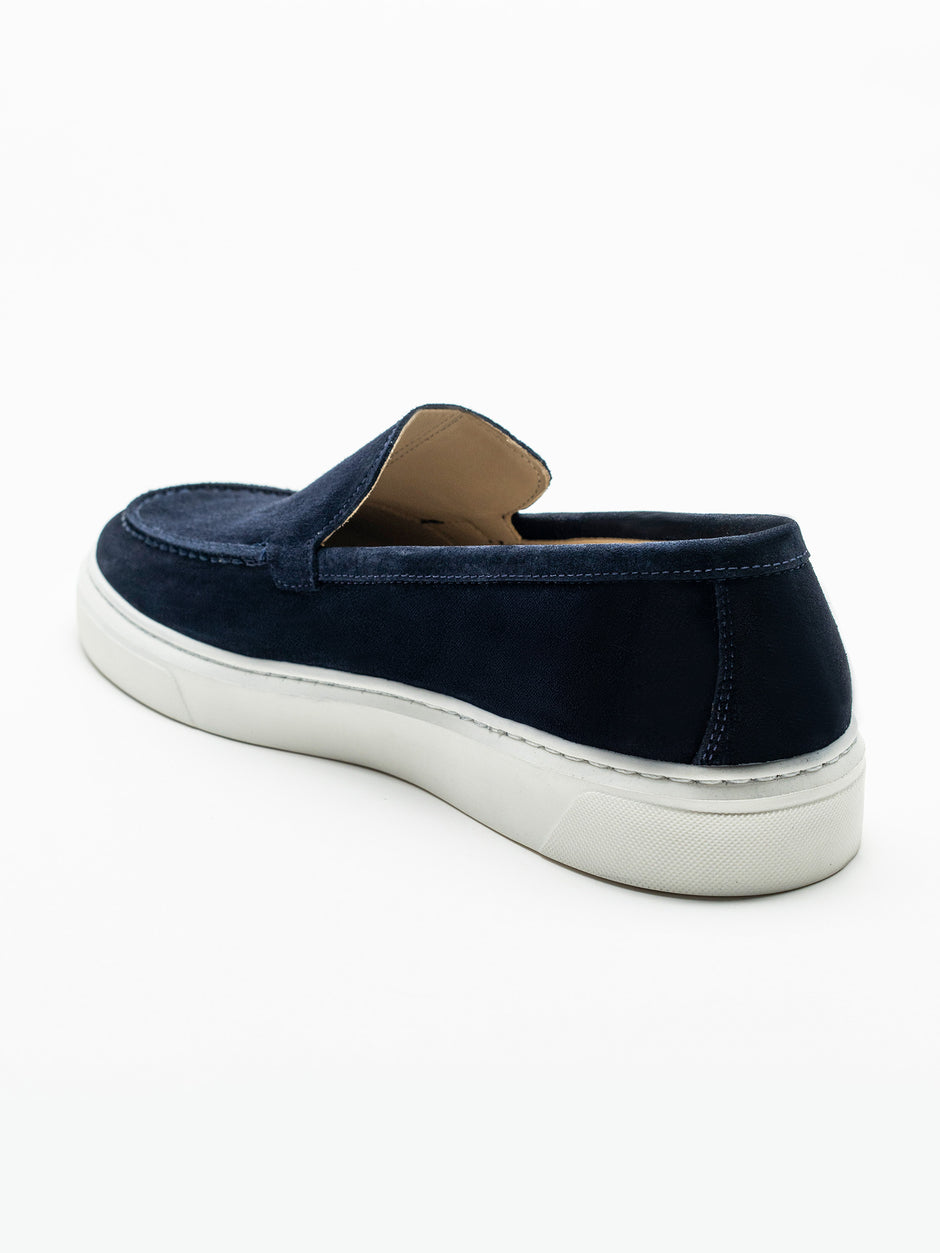 Mocasini Smart Casual Barbati Bleumarin Din Piele Intoarsa BMan223 (9)