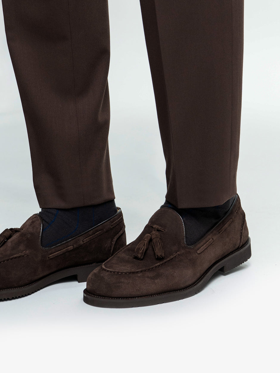 Pantaloni Barbati Cafenii Cu Talie Inalta Din Lana BMan0002 (7)