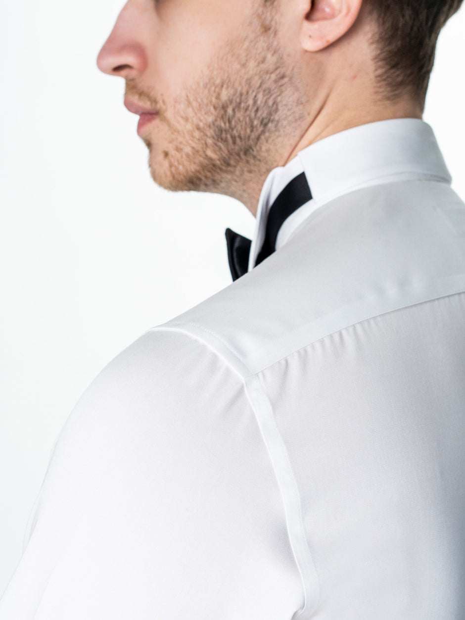 Camasa Alba Ceremonie Barbati Bumbac Guler Randunica BMan0007 (7)