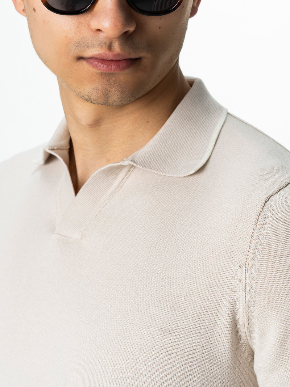 Pulover Polo Barbati Crem Din Bumbac Natural BMan0031 (3)