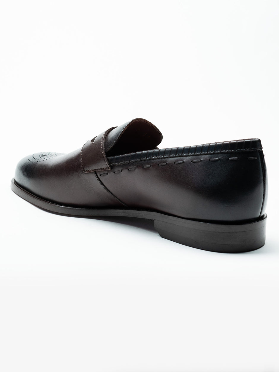 Mocasini Maro Inchis Barbati Din Piele Naturala Penny Loafers Bman186 (6)