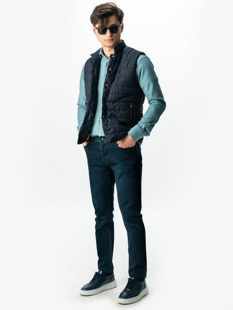 Camasa Bărbați Casual & Weekend Albastru Denim Din Bumbac Natural Tip Flanel BMan0037 (3)
