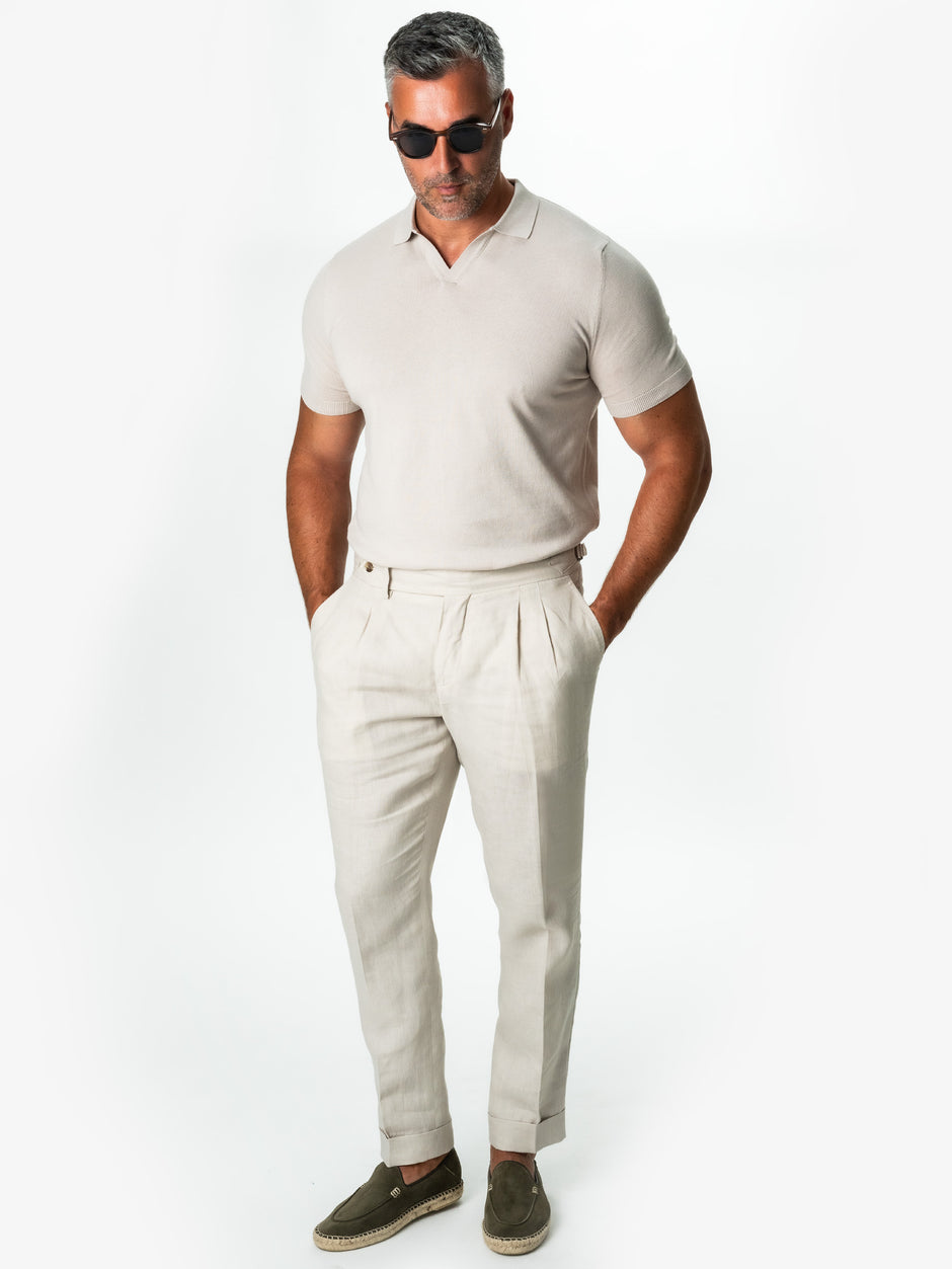 Tricou Barbati Polo Modern Gri Stone De Vara  Bumbac Natural BMan286 (3)