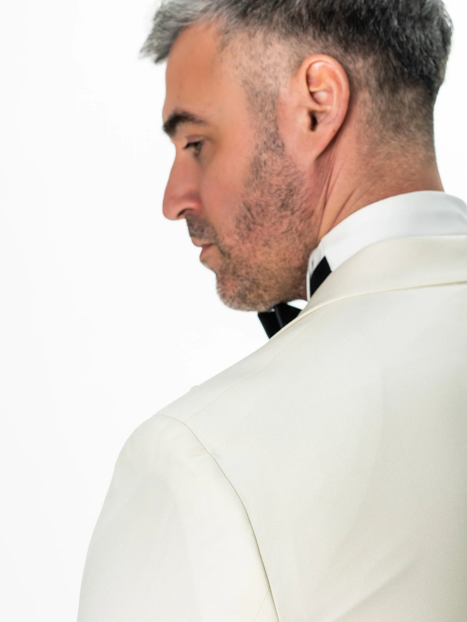 Costum Barbati Ceremonie Smoking Crem Lana Vitale Barberis Super110 BMan341 (11)