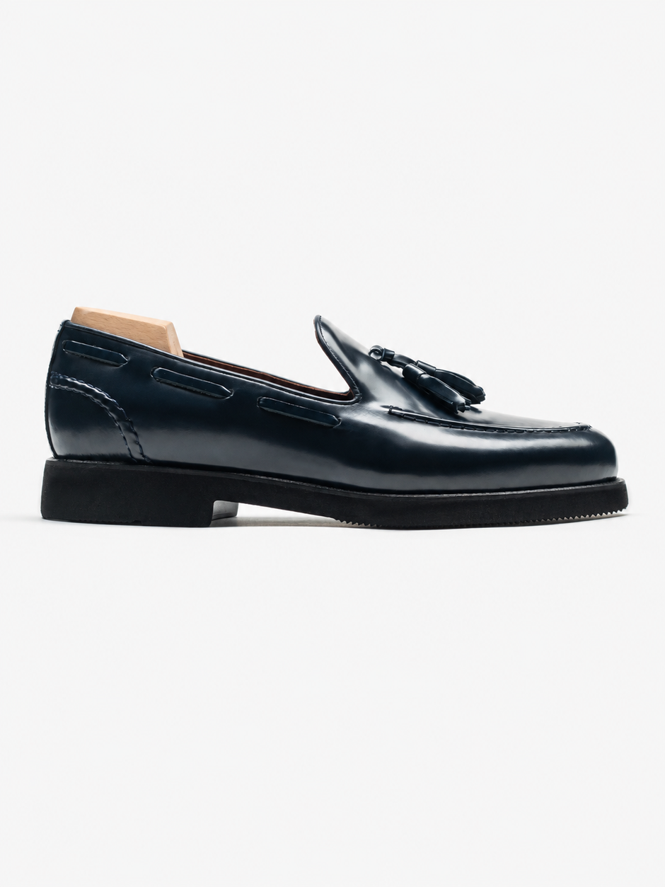 Mocasini Barbati Tassel Loafers Albastru Semilucios Piele Naturala BMan215 (1)