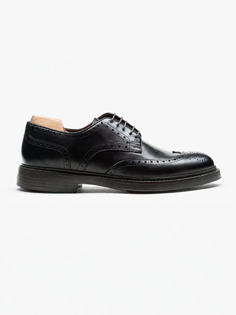 Pantofi Piele Barbati Derby Brogue Eleganti Cafenii BMan0421 (1)