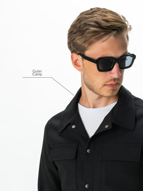 Jacheta Neagra Barbati Tip Overshirt Toamna Guler Camp Buzunare Tip Clapă BMan0223 (7)