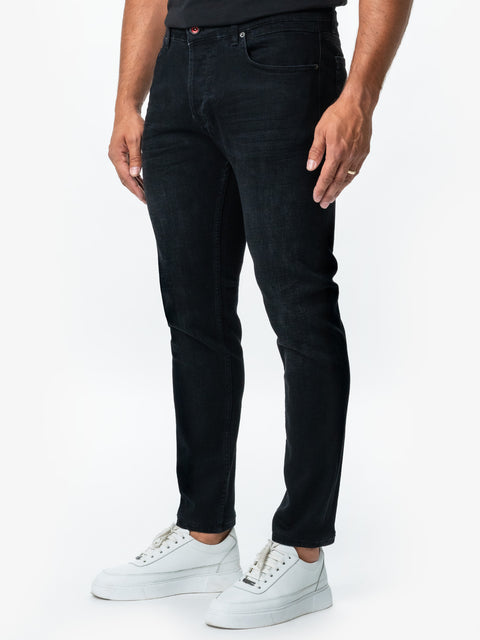 Blugi Slim Fit Barbati Office Negru Sters Cu Tonuri Gri Antracit Sezon Toamna&Iarna BMan332 (2)