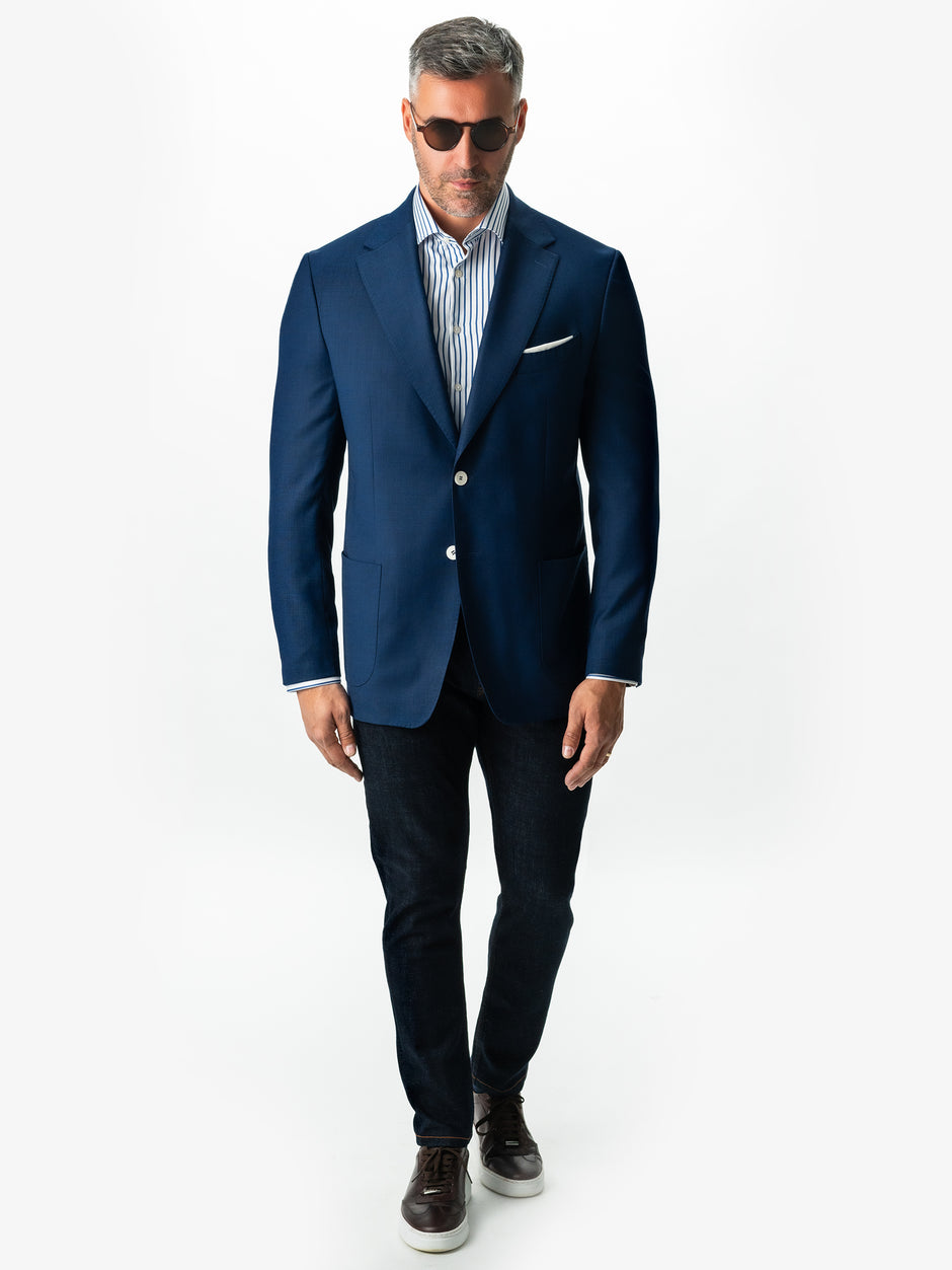 Camasa Bumbac Bărbați Office Alba În Dungi Subtiri Albastru Marine Smart Casual & Eleganta BMan0015 (9)