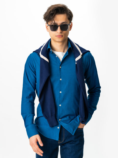 Camasa Bărbați Office & Smart Casual Albastru Ocean Din Bumbac Natural Tip Flanel BMan0037 (7)