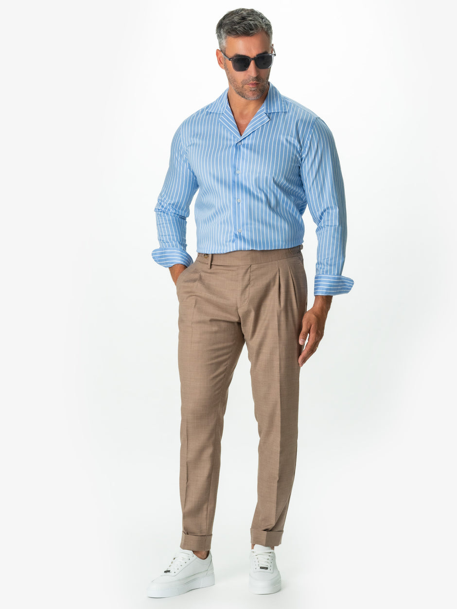 Camasa Barbati Albastru Bleu Dungi 100% Bumbac Italian Monti BMan0019 (6)