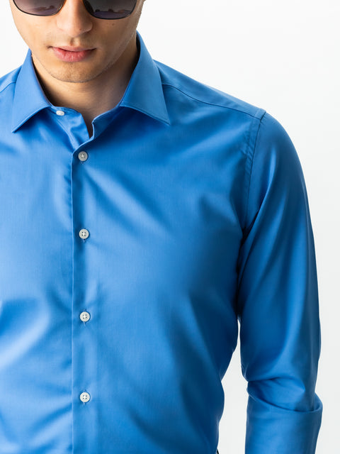 Camasa Barbati Smart Casual & Office Albastru Corporate 100% Bumbac Usor De Calcat All Season Bman0030 (8)