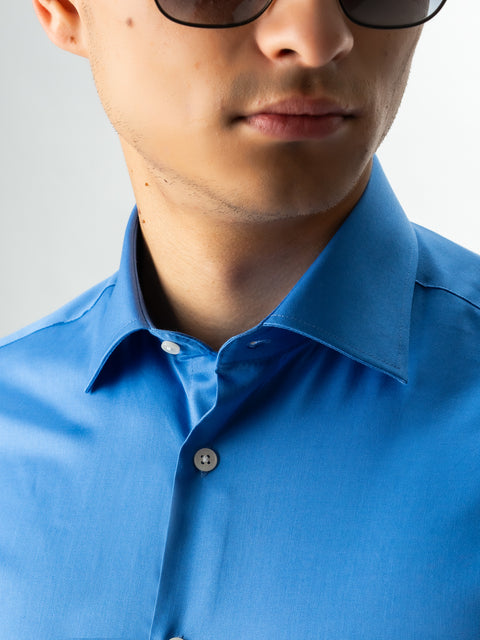 Camasa Barbati Smart Casual & Office Albastru Corporate 100% Bumbac Usor De Calcat All Season Bman0030 (2)