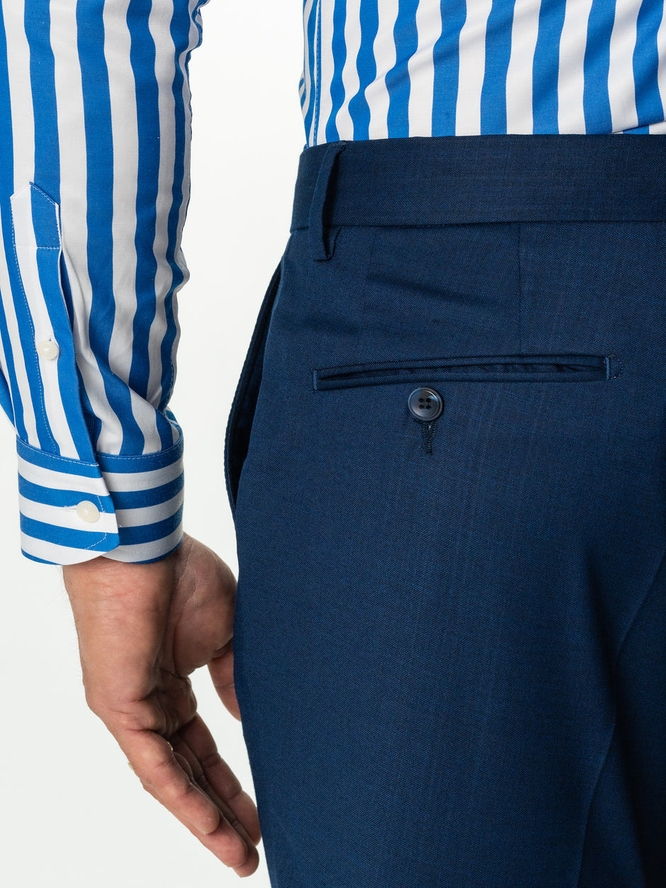 Camasa Barbati Business Albastru Marine În Dungi Bumbac Poplin BMan0016 (6)