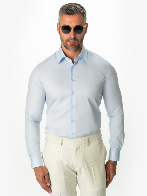 Camasa Eleganta Bleu Bărbați Evenimente Formale 100% Bumbac Natural Poplin BMan0005 (5)