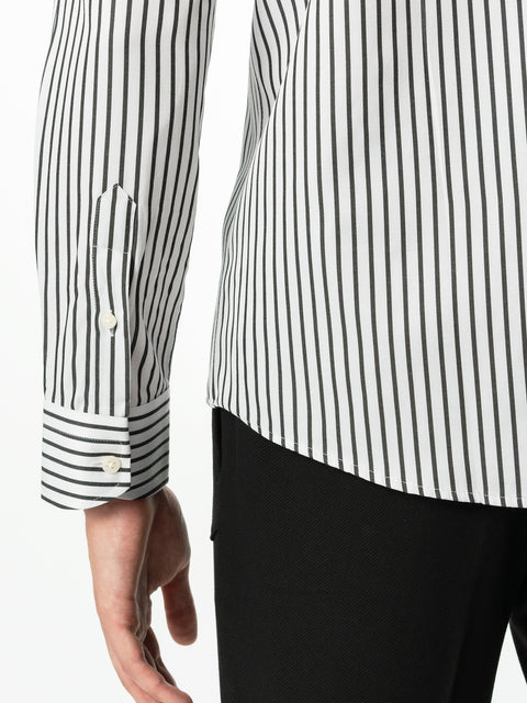 Camasa Barbati Alba In Dungi Negre De Vara Smart Casual  BMan0015 (6)