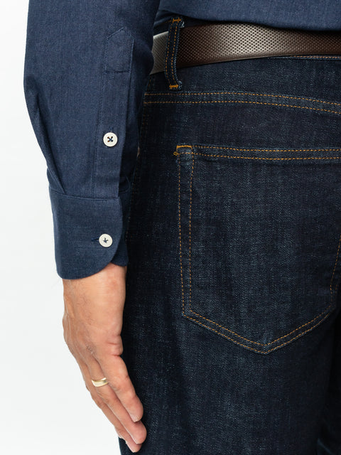 Camasa Bărbați Office & Smart Casual Bleumarin Din Bumbac Natural Tip Flanel BMan0037 (5)