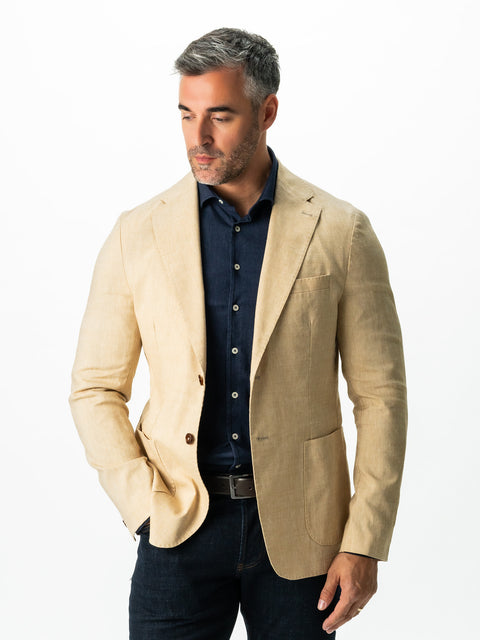 Sacou Barbati Office & Smart Casual Bej Din 100% In Natural Full Necaptusit BMan430 (5)