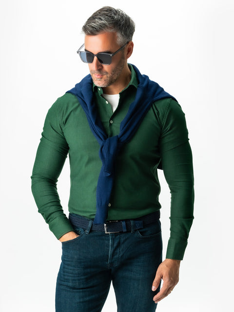 Camasa Bărbați Office & Smart Casual Verde Brad Din Bumbac Natural Tip Flanel BMan0037 (1)