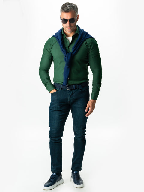Camasa Bărbați Office & Smart Casual Verde Brad Din Bumbac Natural Tip Flanel BMan0037 (5)
