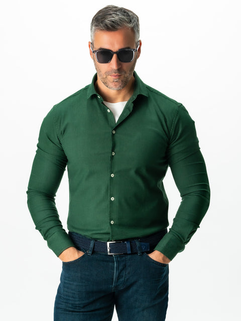 Camasa Bărbați Office & Smart Casual Verde Brad Din Bumbac Natural Tip Flanel BMan0037 (3)