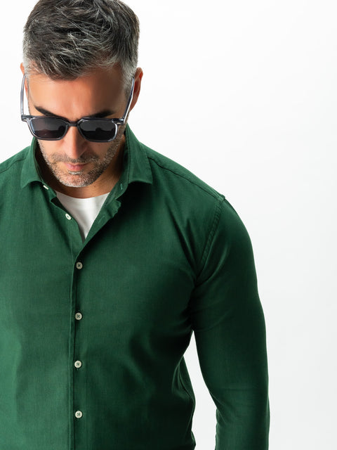 Camasa Bărbați Office & Smart Casual Verde Brad Din Bumbac Natural Tip Flanel BMan0037 (8)