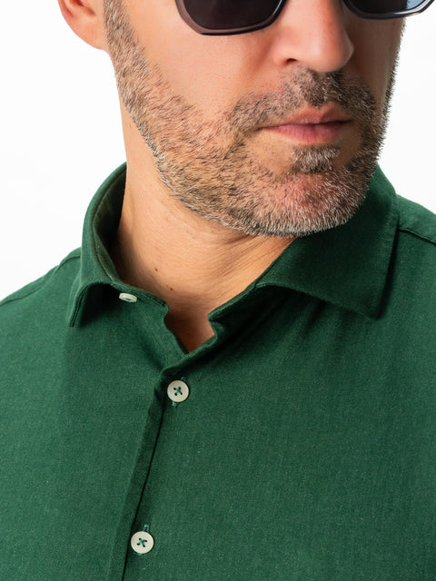 Camasa Bărbați Office & Smart Casual Verde Brad Din Bumbac Natural Tip Flanel BMan0037 (2)