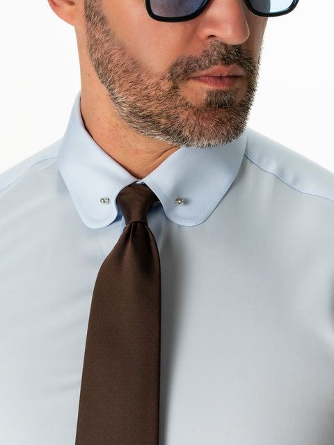Camasa Albastru Bleu Guler Ac Pin Bărbați Bumbac Super Non Iron BMan0003 (7)