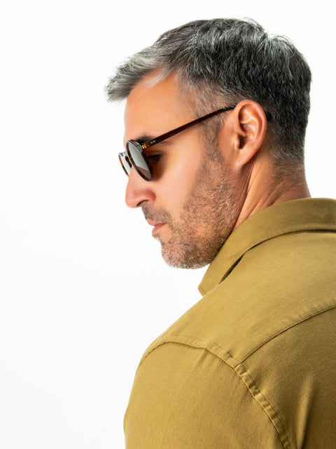 Camasa Bărbați Office & Smart Casual Bej Mustar Din Bumbac Natural Tip Flanel BMan0037 (8)