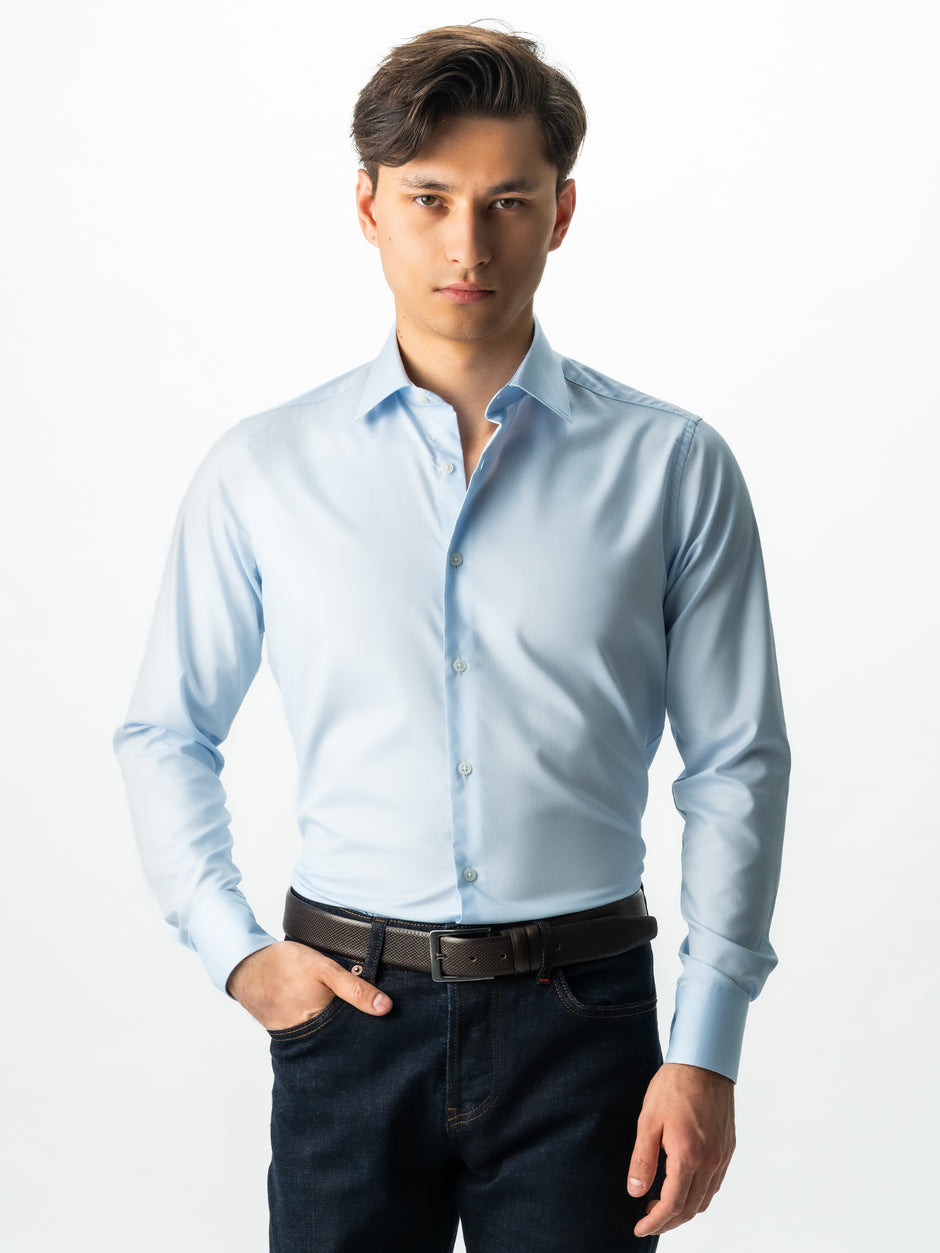 Camasa Barbati Eleganta Albastru Bleu 100% Bumbac  All Season Bman0030 (4)
