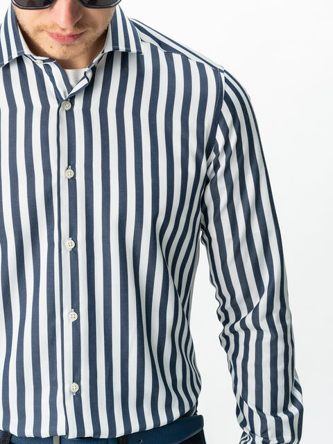 Camasa Bărbați Business Albastru Bleumarin În Dungi Smart Casual & Eleganta BMan0016 (8)